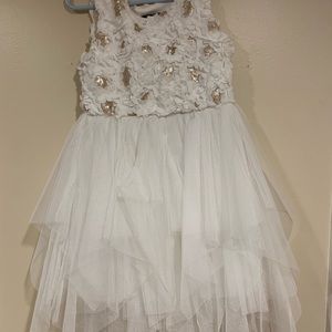 Little girls white and gold dress